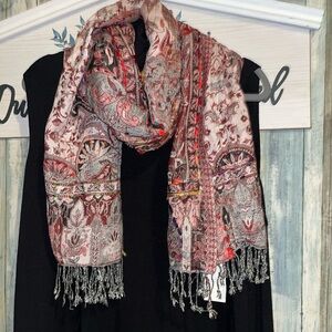 Raj Multicolor Paisley & Floral Fringe Wrap Scarf